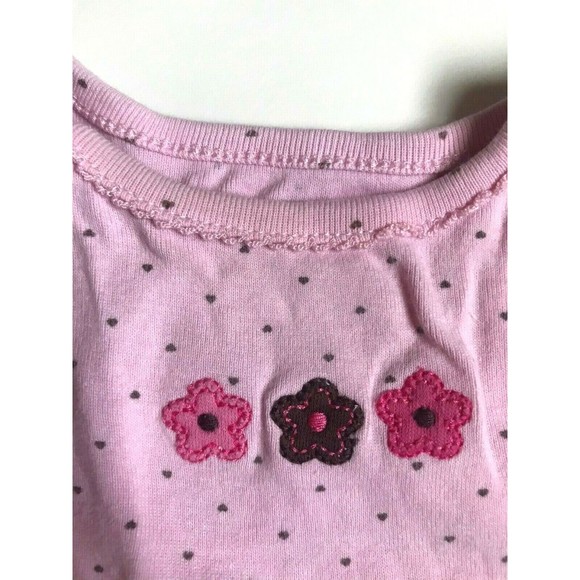 Girl's Size 9M 6-9 Months 3 Piece Pink Floral Carter's Top + Brown Pants & Bib - Picture 4 of 9